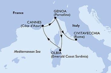 Taliansko, Francúzsko z Janova na lodi MSC Sinfonia