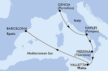 Taliansko, Malta, Španielsko z Janova na lodi MSC World Europa