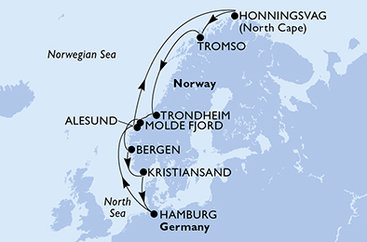 Nemecko, Nórsko z Hamburgu na lodi MSC Preziosa
