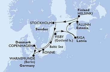 Dánsko, Nemecko, Švédsko, Lotyšsko, Estónsko, Fínsko z Kodaně na lodi MSC Poesia