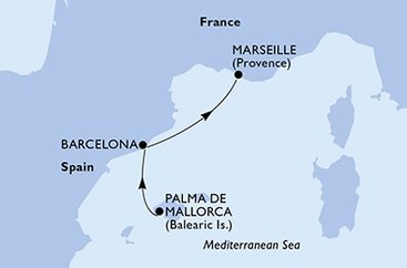 Španielsko, Francúzsko z Palmy de Mallorca na lodi MSC Bellissima