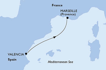 Španielsko, Francúzsko z Valencie na lodi MSC Seashore