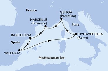 Taliansko, Francúzsko, Španielsko z Janova na lodi MSC Magnifica