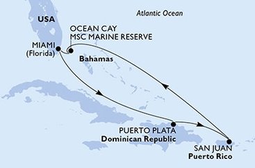 USA, Dominikánska republika, Bahamy z Miami na lodi MSC World America