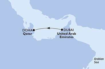 Spojené arabské emiráty, Katar z Dubaja na lodi MSC Virtuosa