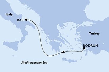 Turecko, Taliansko z Bodrumu na lodi MSC Opera