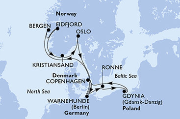 Dánsko, Nemecko, Nórsko, Poľsko, Švédsko z Kodaně na lodi MSC Poesia