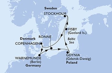 Nemecko, Dánsko, Poľsko, Švédsko z Warnemünde na lodi MSC Poesia