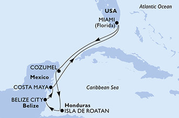 USA, Mexiko, Honduras, Belize z Miami na lodi MSC Magnifica