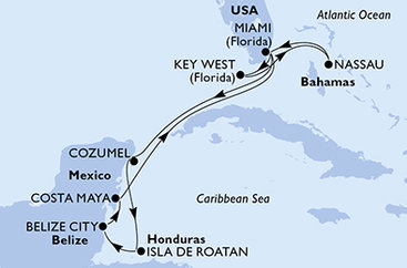 USA, Mexiko, Honduras, Belize, Bahamy z Miami na lodi MSC Magnifica