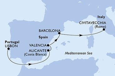 Portugalsko, Španielsko, Taliansko z Lisabonu na lodi MSC Magnifica