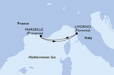 Francúzsko, Taliansko z Marseille na lodi MSC Grandiosa