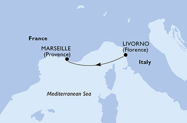 Taliansko, Francúzsko z Livorna na lodi MSC Grandiosa