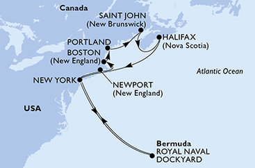 USA, Bermudy, Kanada z New Yorku na lodi MSC Meraviglia