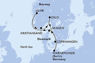 Nemecko, Dánsko, Nórsko z Warnemünde na lodi MSC Poesia