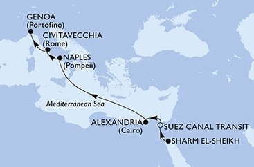 Egypt, Taliansko na lodi MSC Musica