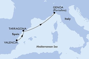 Španielsko, Taliansko z Valencie na lodi MSC Fantasia