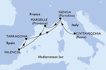 Taliansko, Francúzsko, Španielsko z Civitavechie na lodi MSC Fantasia