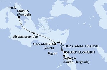 Egypt, Taliansko zo Safagy na lodi MSC Musica