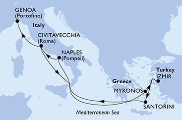 Taliansko, Grécko, Turecko z Civitavechie na lodi MSC Divina