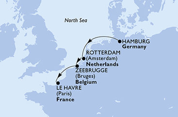Nemecko, Holandsko, Belgicko, Francúzsko z Hamburgu na lodi MSC Preziosa