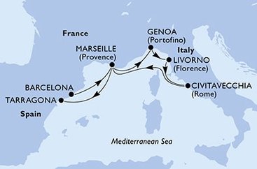 Španielsko, Francúzsko, Taliansko z Barcelony na lodi MSC Fantasia