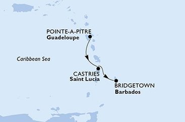Guadeloupe, Svätá Lucia, Barbados z Pointe-à-Pitre na lodi MSC Seaside