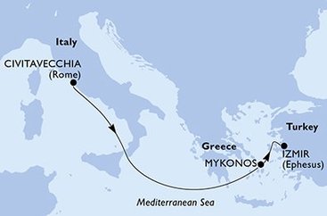 Taliansko, Grécko, Turecko z Civitavechie na lodi MSC Divina