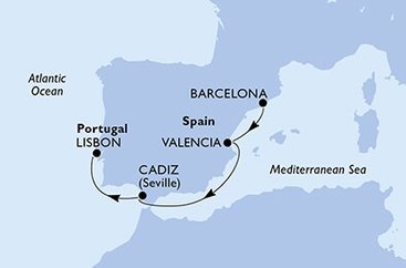 Španielsko, Portugalsko z Barcelony na lodi MSC Poesia