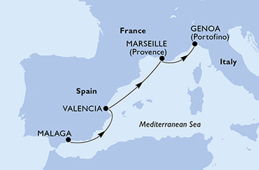 Španielsko, Francúzsko, Taliansko z Málagy na lodi MSC Grandiosa