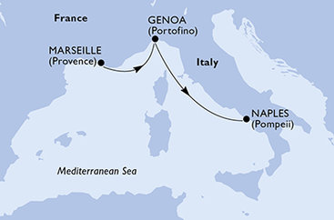 Francúzsko, Taliansko z Marseille na lodi MSC World Europa