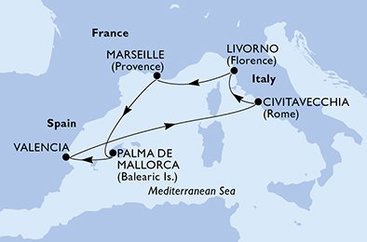 Taliansko, Francúzsko, Španielsko z Livorna na lodi MSC Orchestra