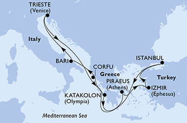 Turecko, Grécko, Taliansko z Istanbulu na lodi MSC Fantasia