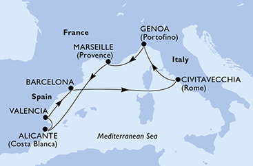 Taliansko, Francúzsko, Španielsko z Civitavechie na lodi MSC Magnifica