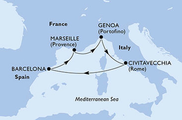 Taliansko, Španielsko, Francúzsko z Janova na lodi MSC Poesia