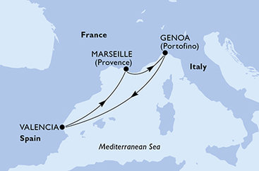 Francúzsko, Taliansko, Španielsko z Marseille na lodi MSC Seaside