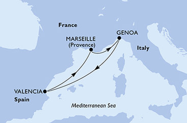 Taliansko, Španielsko, Francúzsko z Janova na lodi MSC Seaside