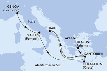 Taliansko, Grécko z Janova na lodi MSC Opera