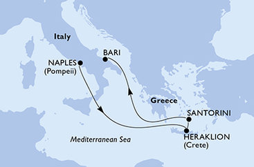 Taliansko, Grécko z Neapolu na lodi MSC Opera