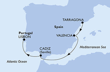 Španielsko, Portugalsko z Tarragony na lodi MSC Poesia