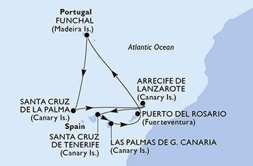 Španielsko, Portugalsko z Las Palmas na lodi MSC Opera