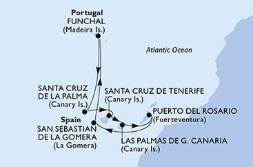 Španielsko, Portugalsko z Las Palmas na lodi MSC Opera