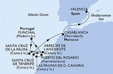 Španielsko, Portugalsko, Maroko z Las Palmas na lodi MSC Opera
