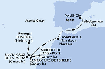 Portugalsko, Španielsko, Maroko z Funchalu na lodi MSC Opera