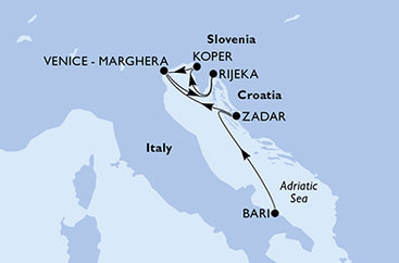 Taliansko, Chorvátsko, Slovinsko z Bari na lodi MSC Opera