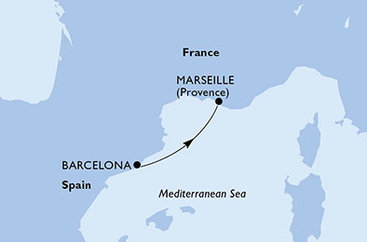 Španielsko, Francúzsko z Barcelony na lodi MSC Grandiosa