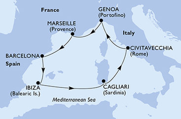 Taliansko z Cagliari na lodi MSC Orchestra