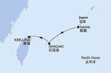 Japonsko, Tchaj-wan z Nahy na lodi MSC Bellissima