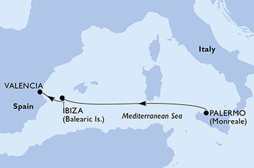 Taliansko, Španielsko z Palerma na lodi MSC Grandiosa