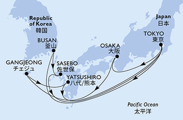 Japonsko, Južná Kórea z Tokia na lodi MSC Bellissima
